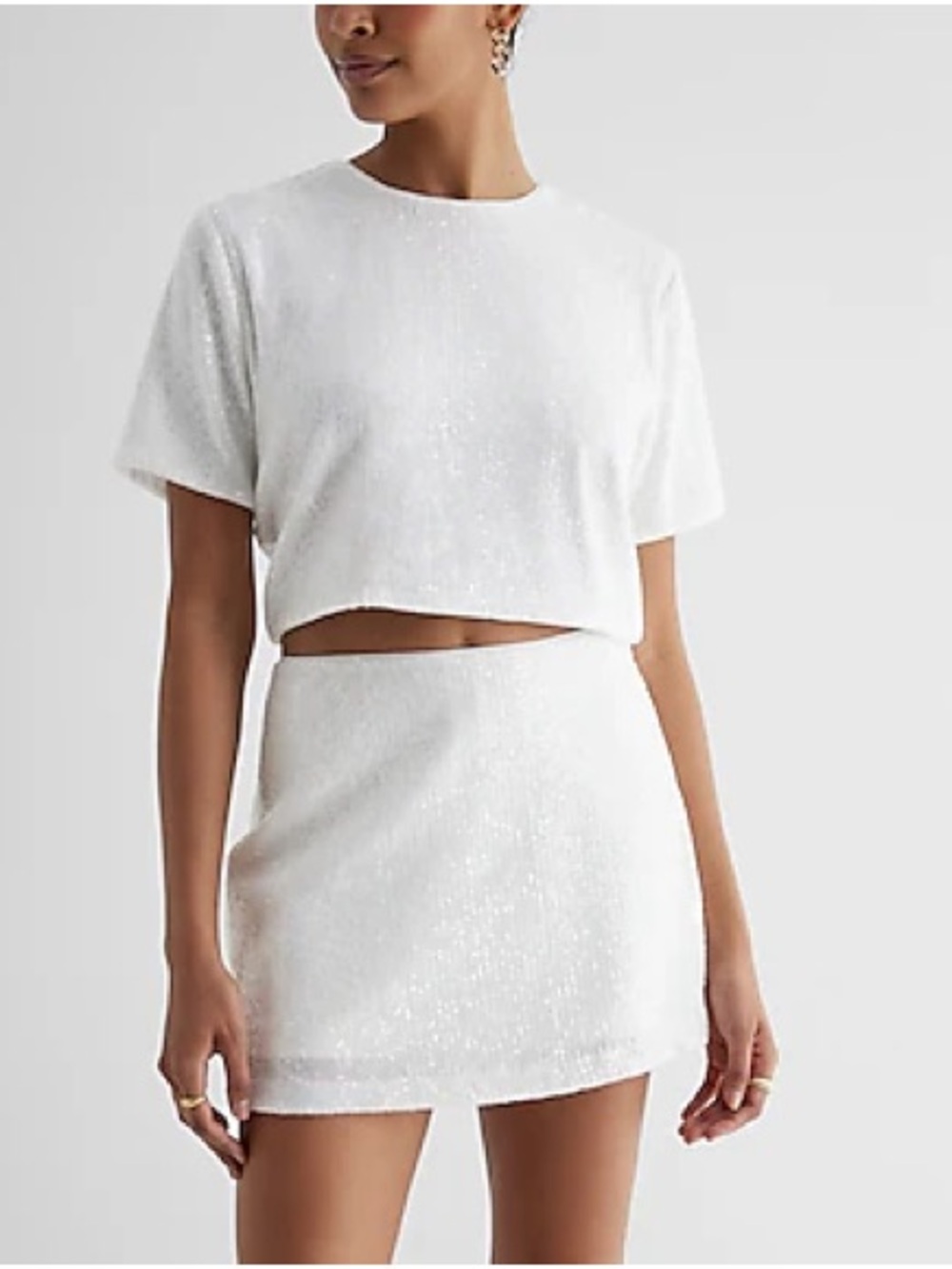 Express White Sequin Skort - Picture 4 of 4